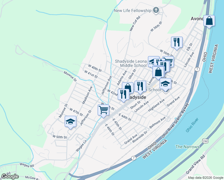 map of restaurants, bars, coffee shops, grocery stores, and more near 322 West 41st Street in Shadyside