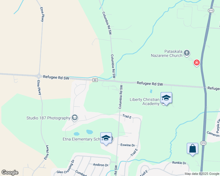 map of restaurants, bars, coffee shops, grocery stores, and more near 103 Autumn Trce in Pataskala