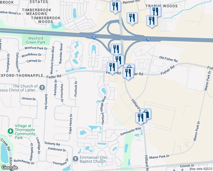 map of restaurants, bars, coffee shops, grocery stores, and more near 1068 Marsala Avenue in Columbus