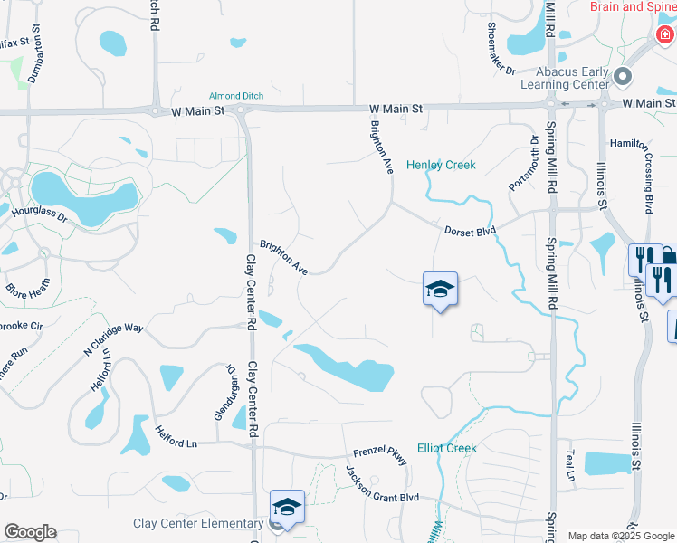 map of restaurants, bars, coffee shops, grocery stores, and more near 12935 Brighton Avenue in Carmel