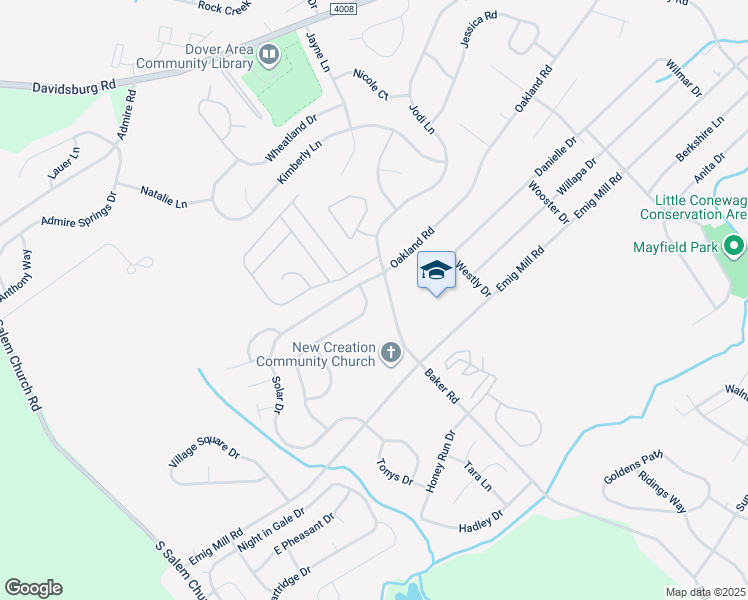 map of restaurants, bars, coffee shops, grocery stores, and more near 3065 Milky Way in Dover