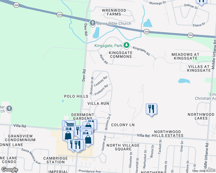 map of restaurants, bars, coffee shops, grocery stores, and more near 1150 Foxboro Road in Springfield