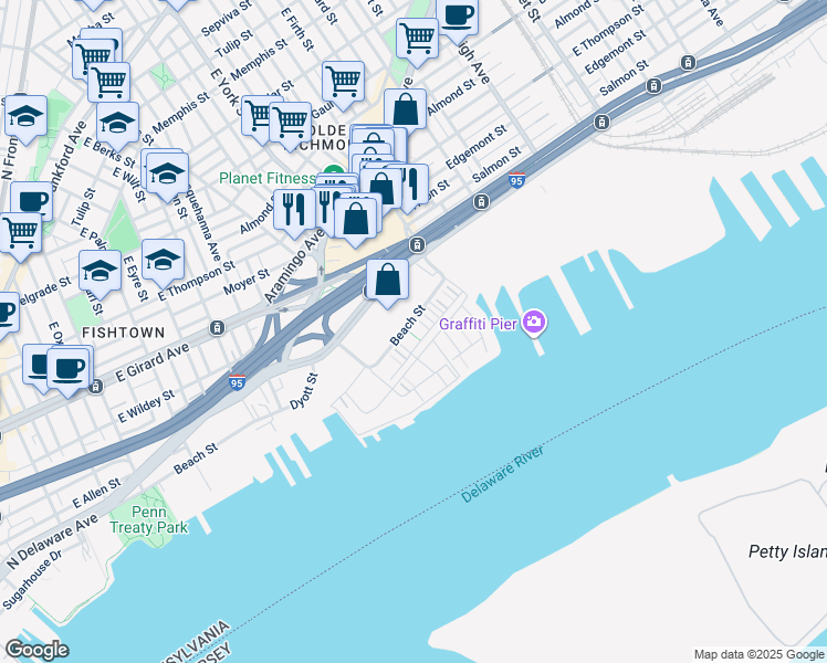 map of restaurants, bars, coffee shops, grocery stores, and more near 3001 Sedgeview Walk in Philadelphia
