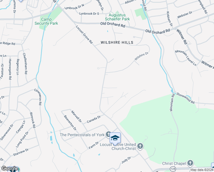 map of restaurants, bars, coffee shops, grocery stores, and more near 105 Marble Court in York