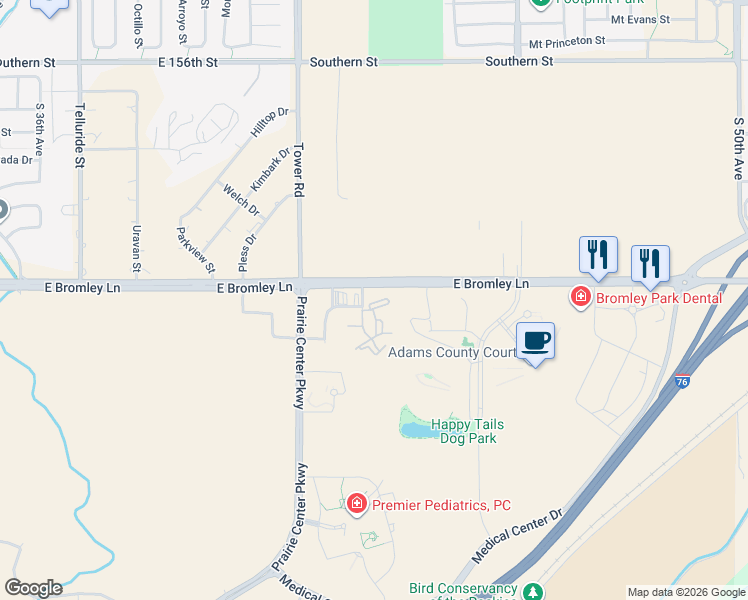 map of restaurants, bars, coffee shops, grocery stores, and more near 4242 East Bromley Lane in Brighton