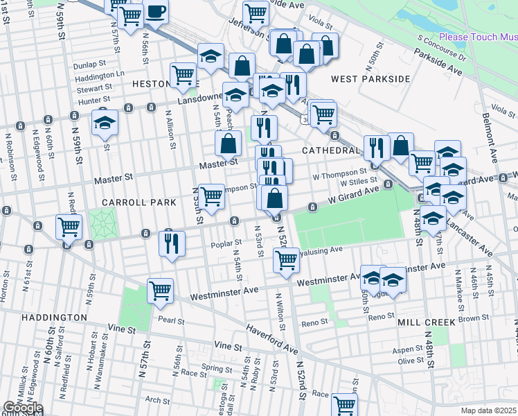 map of restaurants, bars, coffee shops, grocery stores, and more near in Philadelphia