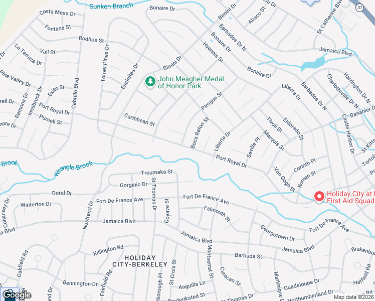 map of restaurants, bars, coffee shops, grocery stores, and more near 240 Port Royal Drive in Toms River