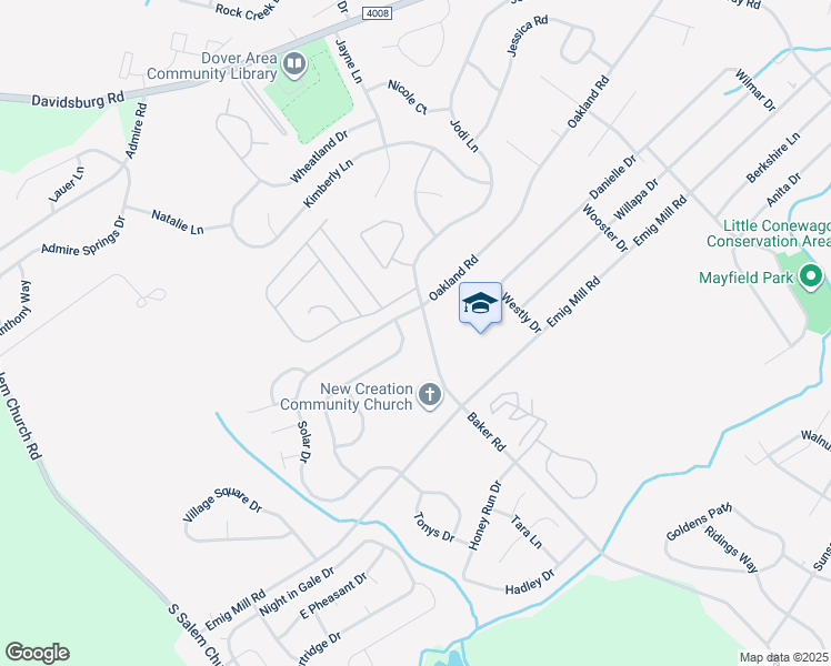 map of restaurants, bars, coffee shops, grocery stores, and more near 3065 Milky Way in Dover