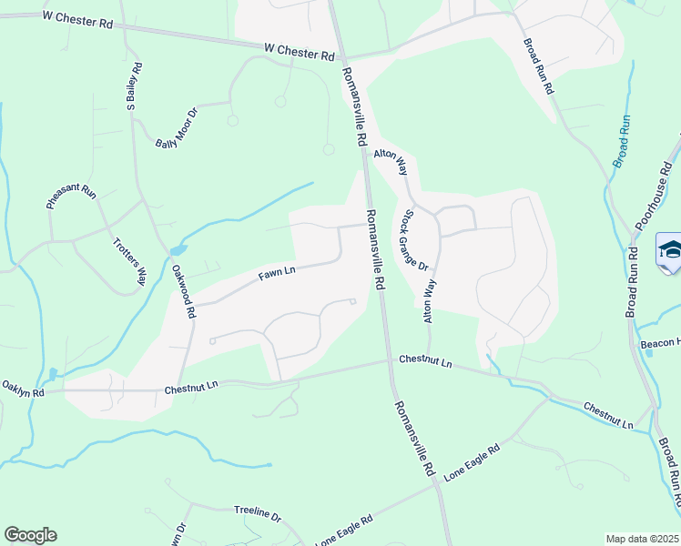 map of restaurants, bars, coffee shops, grocery stores, and more near 2026 Fawn Lane in Coatesville