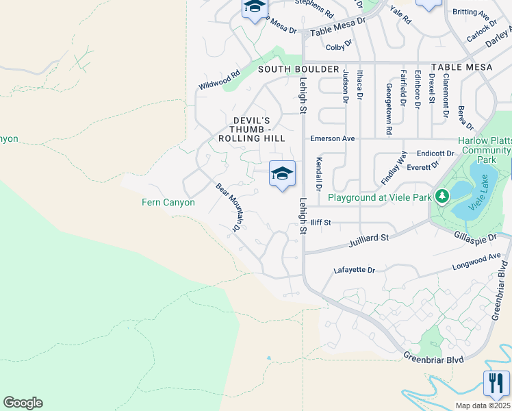 map of restaurants, bars, coffee shops, grocery stores, and more near 2468 Powderhorn Lane in Boulder