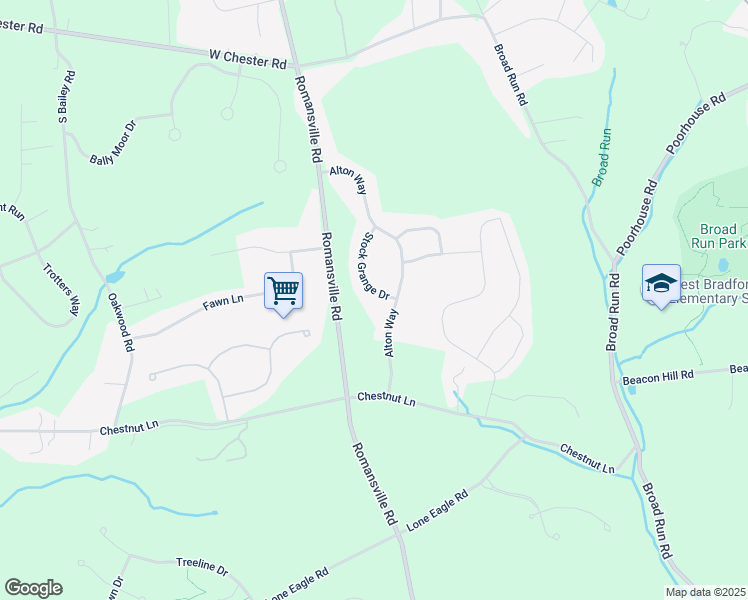 map of restaurants, bars, coffee shops, grocery stores, and more near 1464 Stock Grange Drive in Chester County