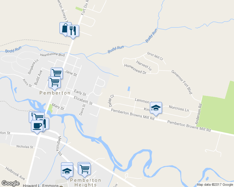 map of restaurants, bars, coffee shops, grocery stores, and more near 112 Lemmon Avenue in Pemberton