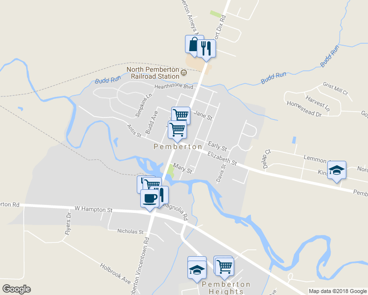 map of restaurants, bars, coffee shops, grocery stores, and more near 19 Elizabeth Street in Pemberton