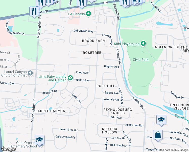 map of restaurants, bars, coffee shops, grocery stores, and more near 463 Brice Road in Reynoldsburg