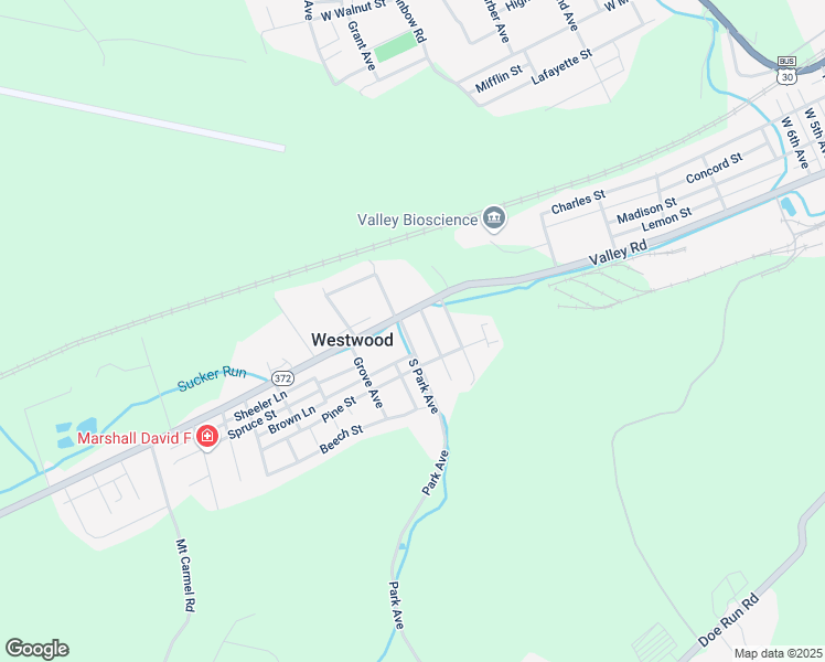 map of restaurants, bars, coffee shops, grocery stores, and more near 9 South Park Avenue in Coatesville