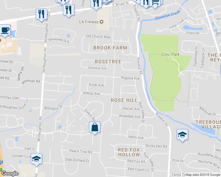 map of restaurants, bars, coffee shops, grocery stores, and more near 463 Brice Road in Reynoldsburg