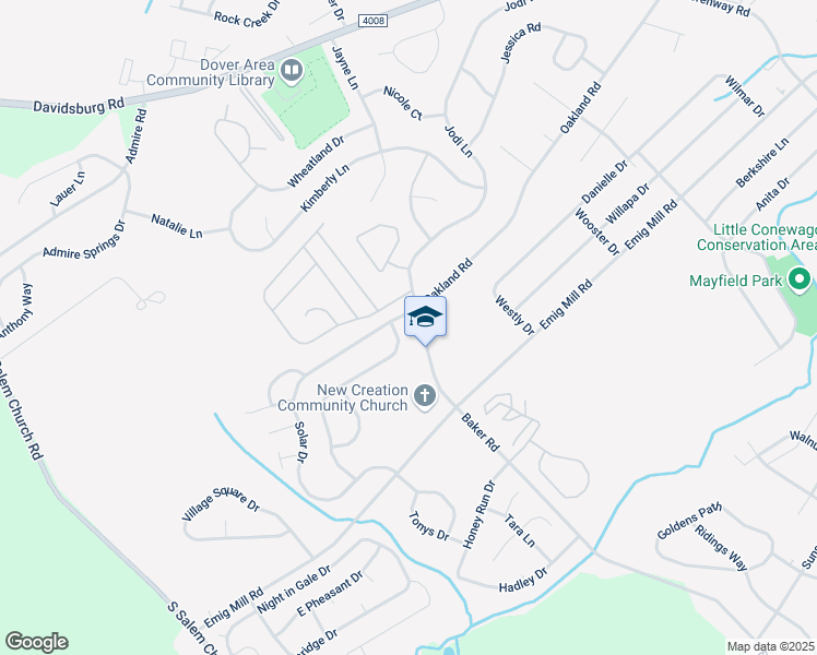 map of restaurants, bars, coffee shops, grocery stores, and more near 3071 Milky Way in Dover