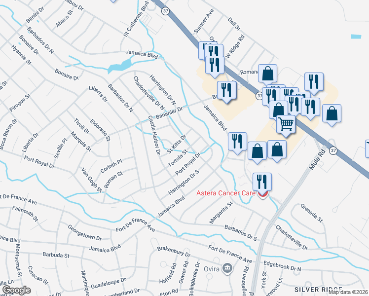 map of restaurants, bars, coffee shops, grocery stores, and more near 39 Tortola Street in Toms River
