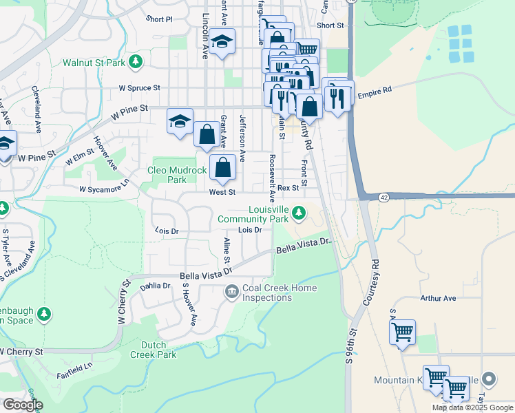map of restaurants, bars, coffee shops, grocery stores, and more near 729 Johnson Street in Louisville