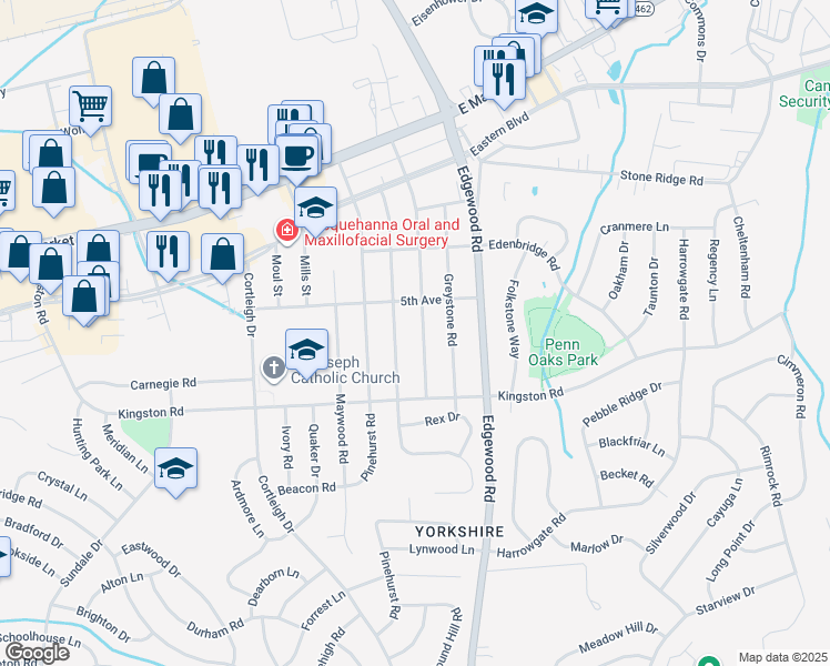 map of restaurants, bars, coffee shops, grocery stores, and more near 311 Lyndhurst Road in East York