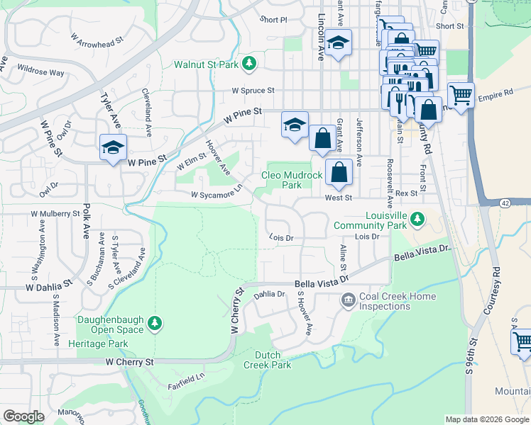 map of restaurants, bars, coffee shops, grocery stores, and more near 217 Lois Drive in Louisville
