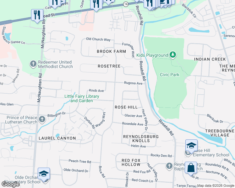 map of restaurants, bars, coffee shops, grocery stores, and more near 477 Hawthorne Place in Reynoldsburg