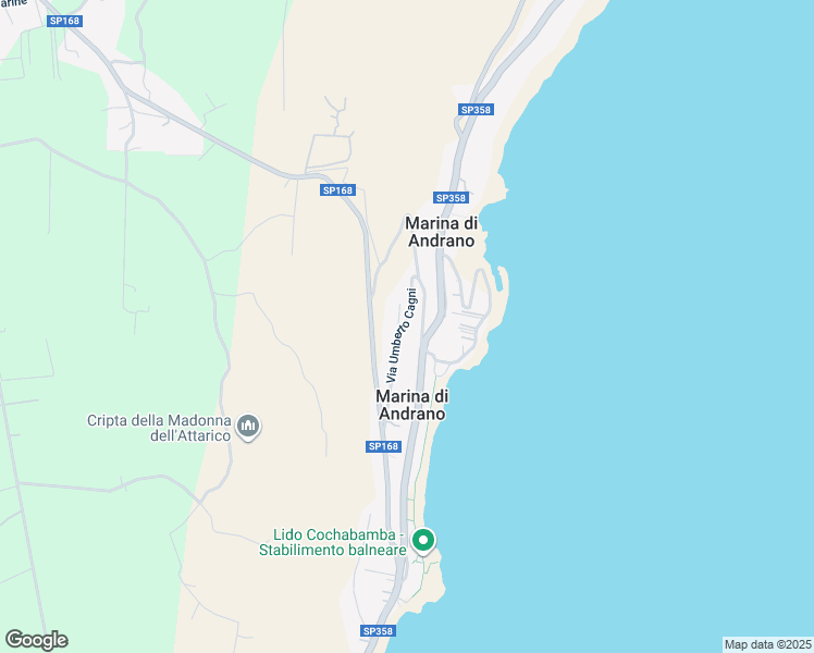 map of restaurants, bars, coffee shops, grocery stores, and more near 205 Via Cristoforo Colombo in Marina di Andrano
