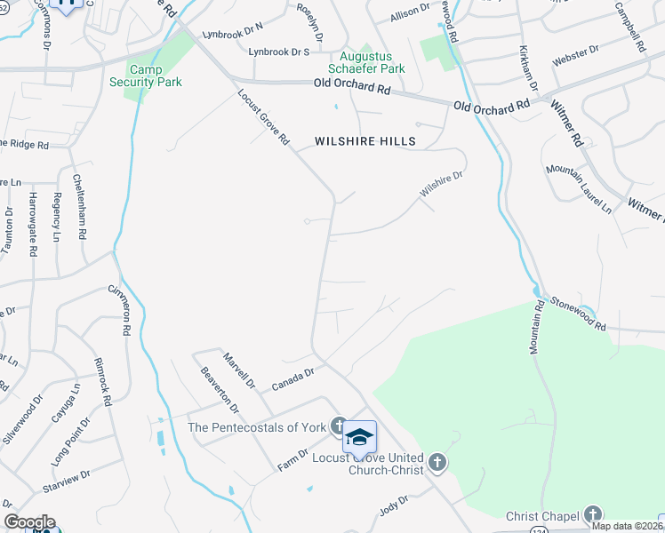 map of restaurants, bars, coffee shops, grocery stores, and more near 105 Marble Court in York