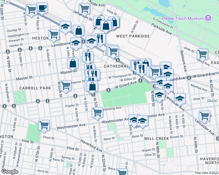 map of restaurants, bars, coffee shops, grocery stores, and more near in Philadelphia