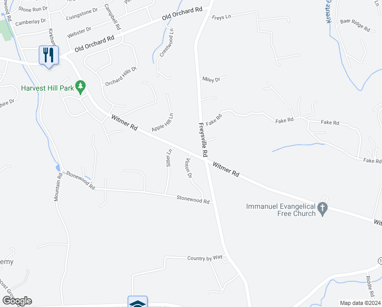 map of restaurants, bars, coffee shops, grocery stores, and more near 760 Witmer Road in York
