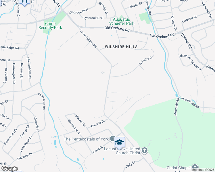 map of restaurants, bars, coffee shops, grocery stores, and more near 105 Marble Court in York