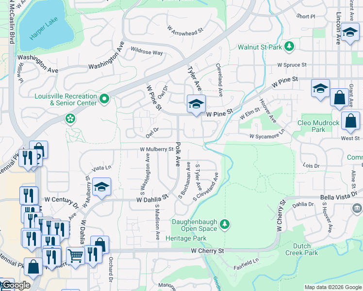 map of restaurants, bars, coffee shops, grocery stores, and more near 583 West Mulberry Street in Louisville