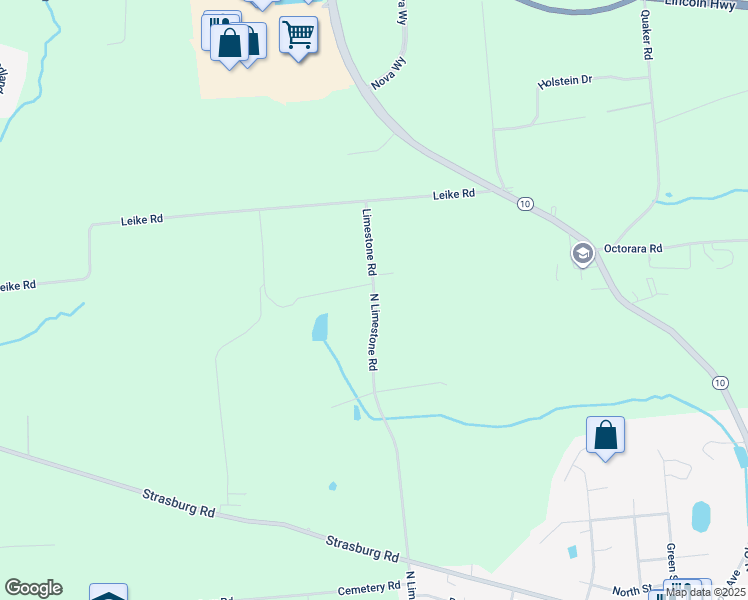 map of restaurants, bars, coffee shops, grocery stores, and more near 4500 North Limestone Road in Parkesburg
