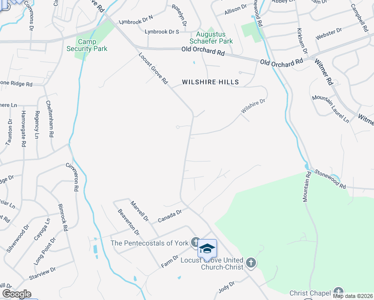 map of restaurants, bars, coffee shops, grocery stores, and more near 105 Marble Court in York