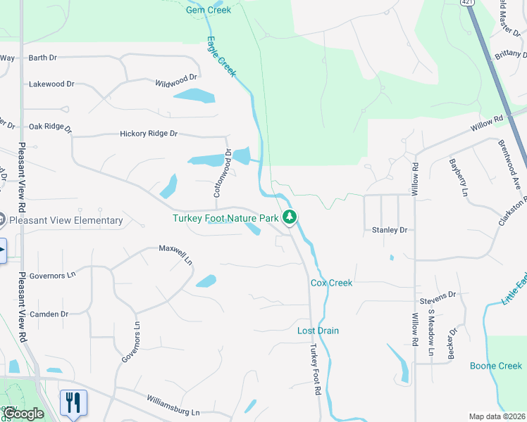 map of restaurants, bars, coffee shops, grocery stores, and more near 10527 Oak Ridge Drive in Zionsville