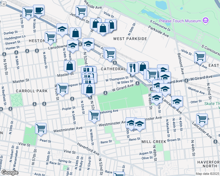 map of restaurants, bars, coffee shops, grocery stores, and more near in Philadelphia