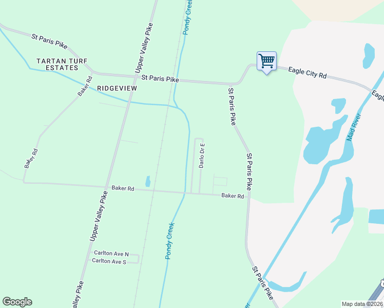 map of restaurants, bars, coffee shops, grocery stores, and more near 1812 Baker Rd in Springfield