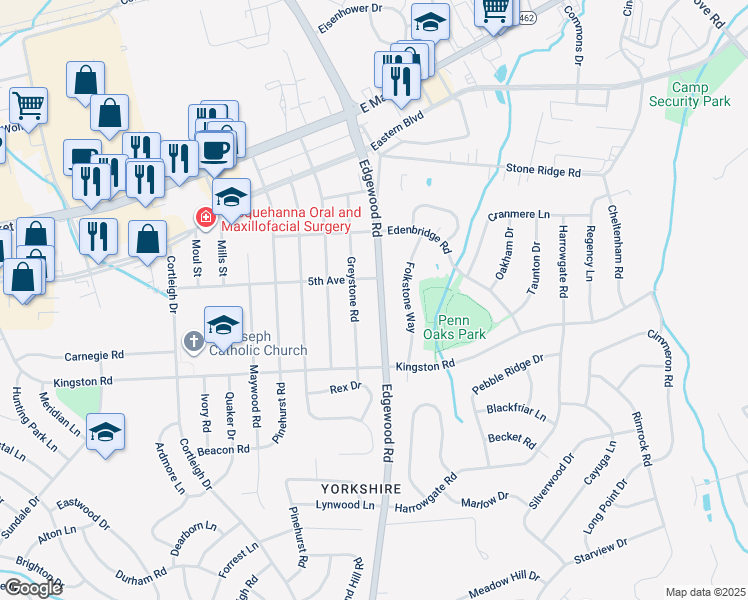 map of restaurants, bars, coffee shops, grocery stores, and more near 316 Edgewood Road in East York
