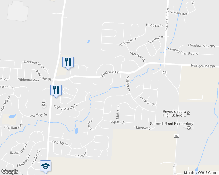 map of restaurants, bars, coffee shops, grocery stores, and more near 8961 Coral Canyon Cir in Reynoldsburg