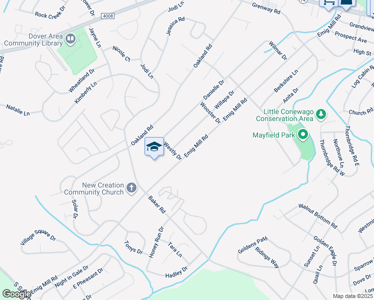 map of restaurants, bars, coffee shops, grocery stores, and more near 2767 Emig Mill Road in Dover