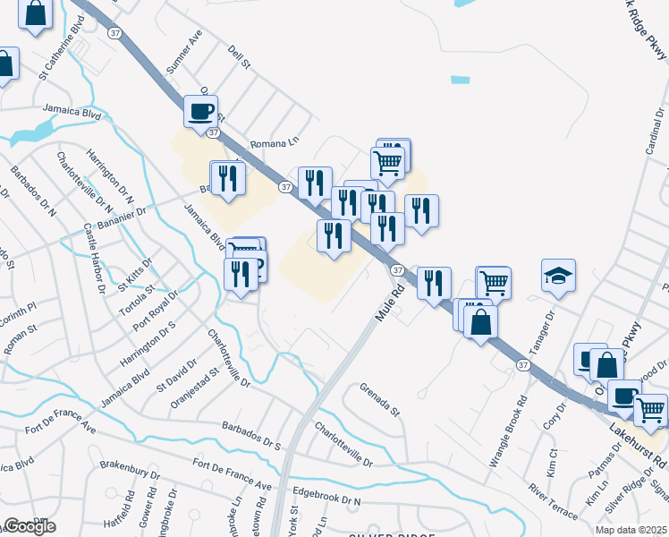 map of restaurants, bars, coffee shops, grocery stores, and more near 941 New Jersey 37 in Toms River