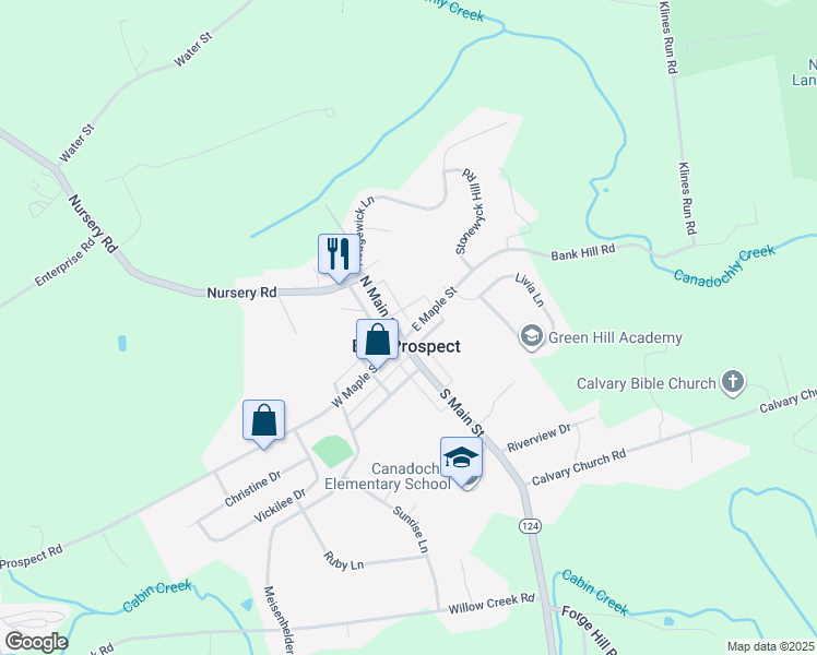 map of restaurants, bars, coffee shops, grocery stores, and more near in East Prospect