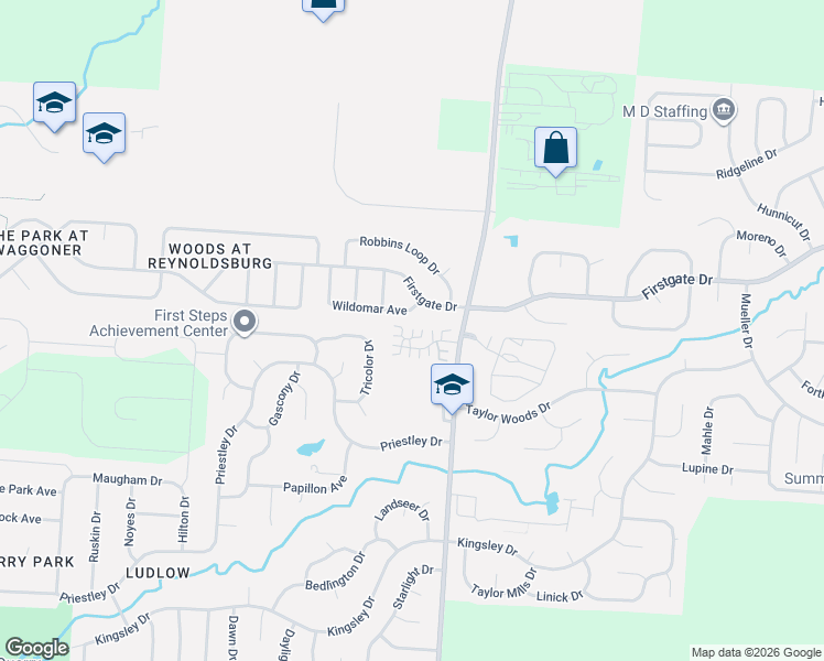 map of restaurants, bars, coffee shops, grocery stores, and more near 8601 Victoria Meadow Lane in Reynoldsburg