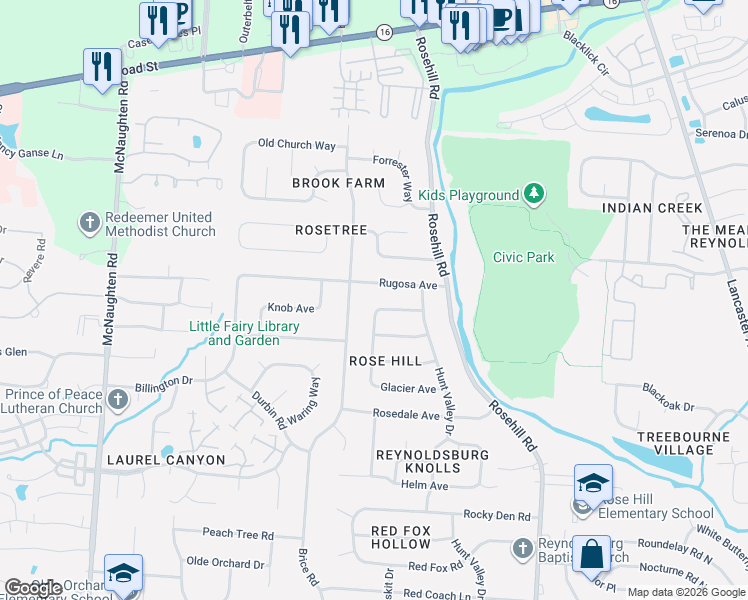map of restaurants, bars, coffee shops, grocery stores, and more near 477 Hawthorne Place in Reynoldsburg