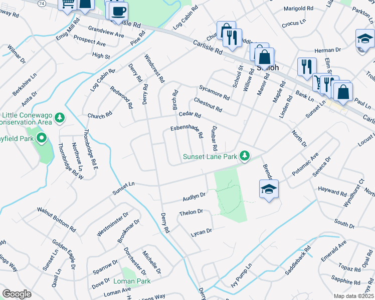 map of restaurants, bars, coffee shops, grocery stores, and more near 2152 Pemberton Place in York