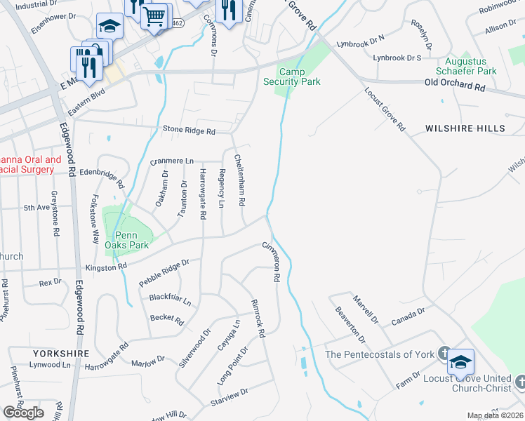 map of restaurants, bars, coffee shops, grocery stores, and more near 3671 Kingston Road in York
