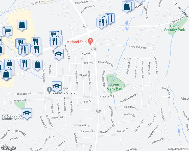 map of restaurants, bars, coffee shops, grocery stores, and more near 300 Edgewood Road in East York