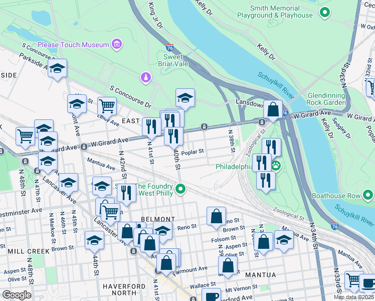 map of restaurants, bars, coffee shops, grocery stores, and more near 1102 Union Street in Philadelphia