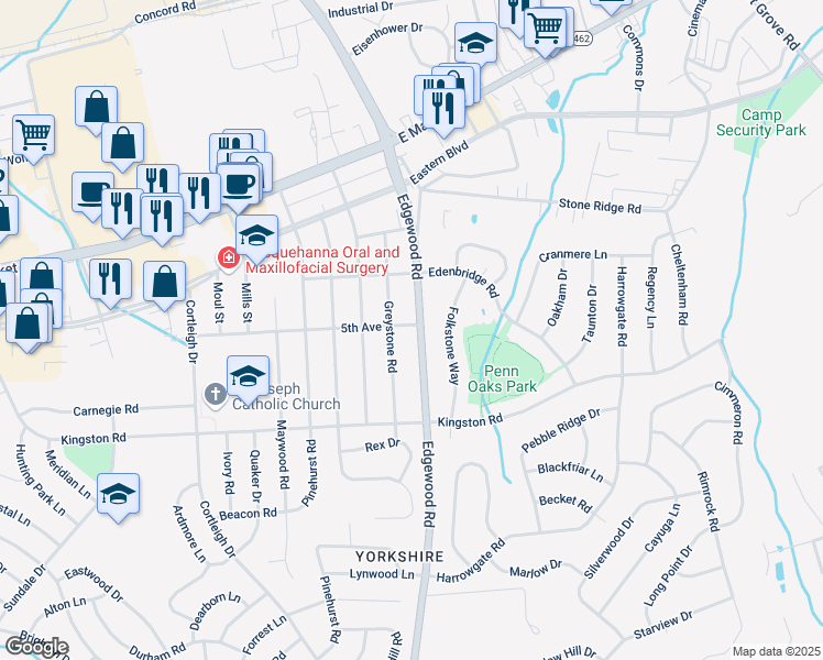 map of restaurants, bars, coffee shops, grocery stores, and more near 270 Edgewood Road in East York
