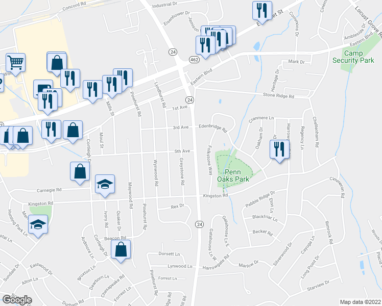 map of restaurants, bars, coffee shops, grocery stores, and more near 300 Edgewood Road in East York